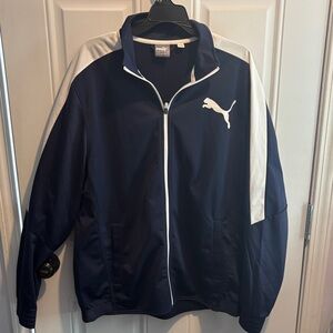Puma Men’s Navy and White Zip-Front Windbreaker Jacket
